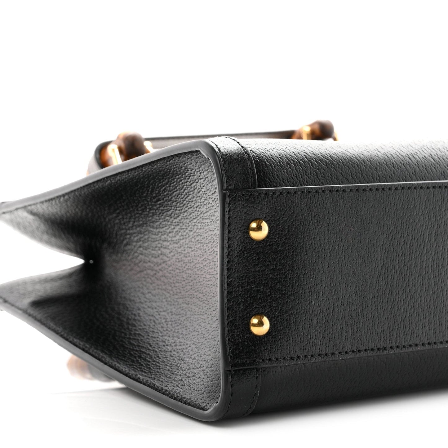Textured Dollar Calfskin Web Small Diana Tote Bag Black Dusty Grey