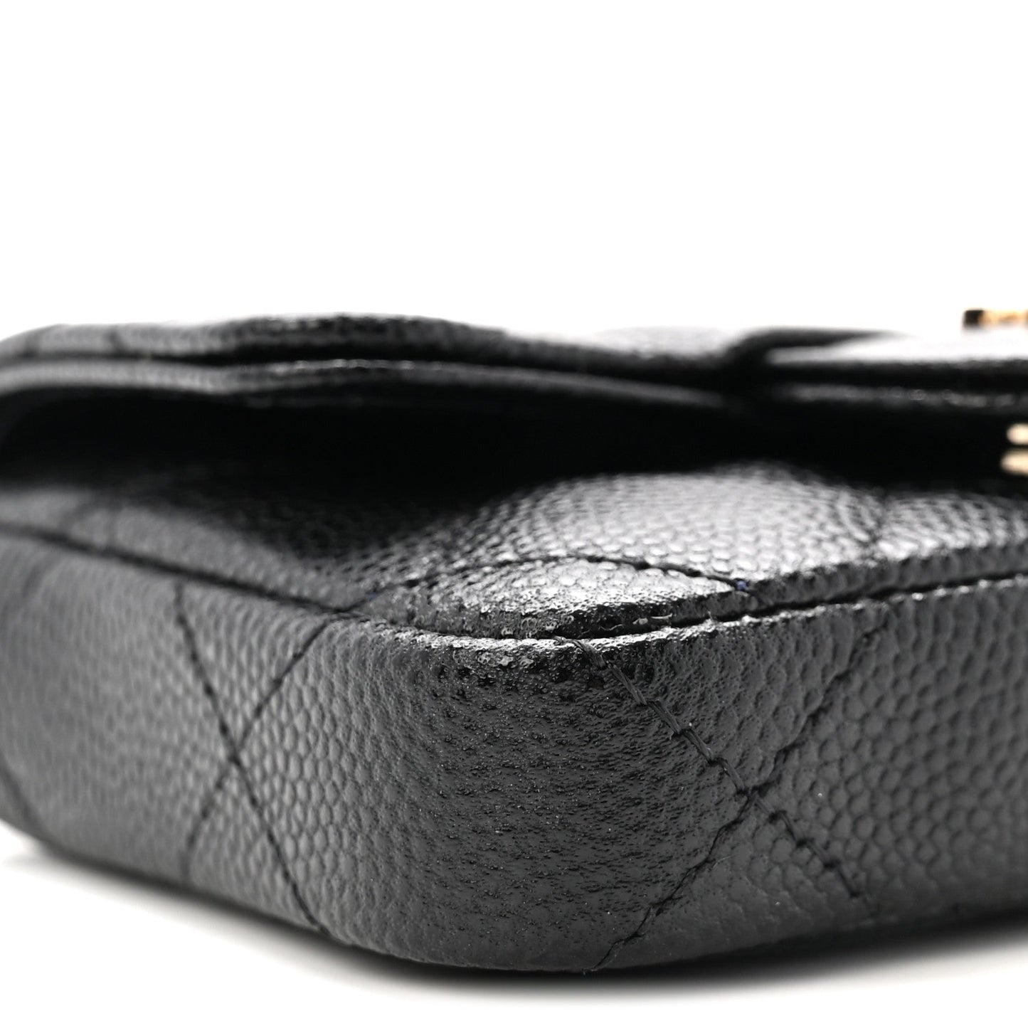 Caviar Quilted Mini Chain Belt Bag Black