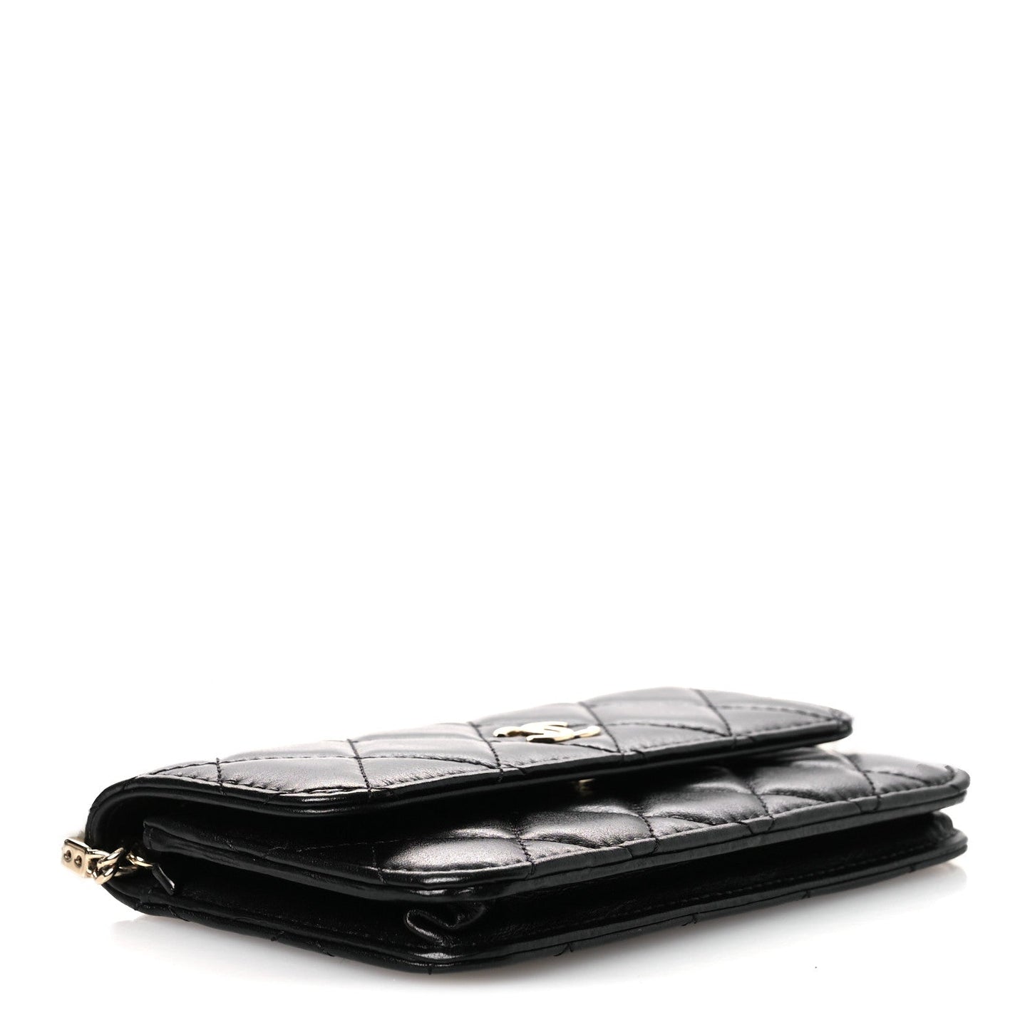 Calfskin Quilted Mini Maxi Pearls Wallet On Chain WOC Black