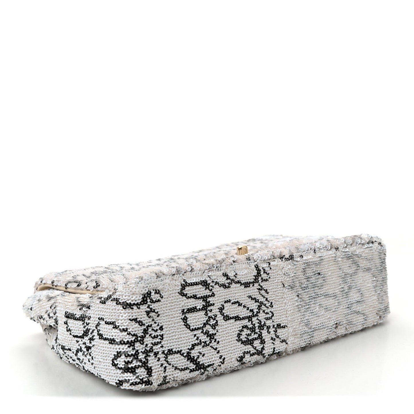Sequin Logo Medium Flap White Black