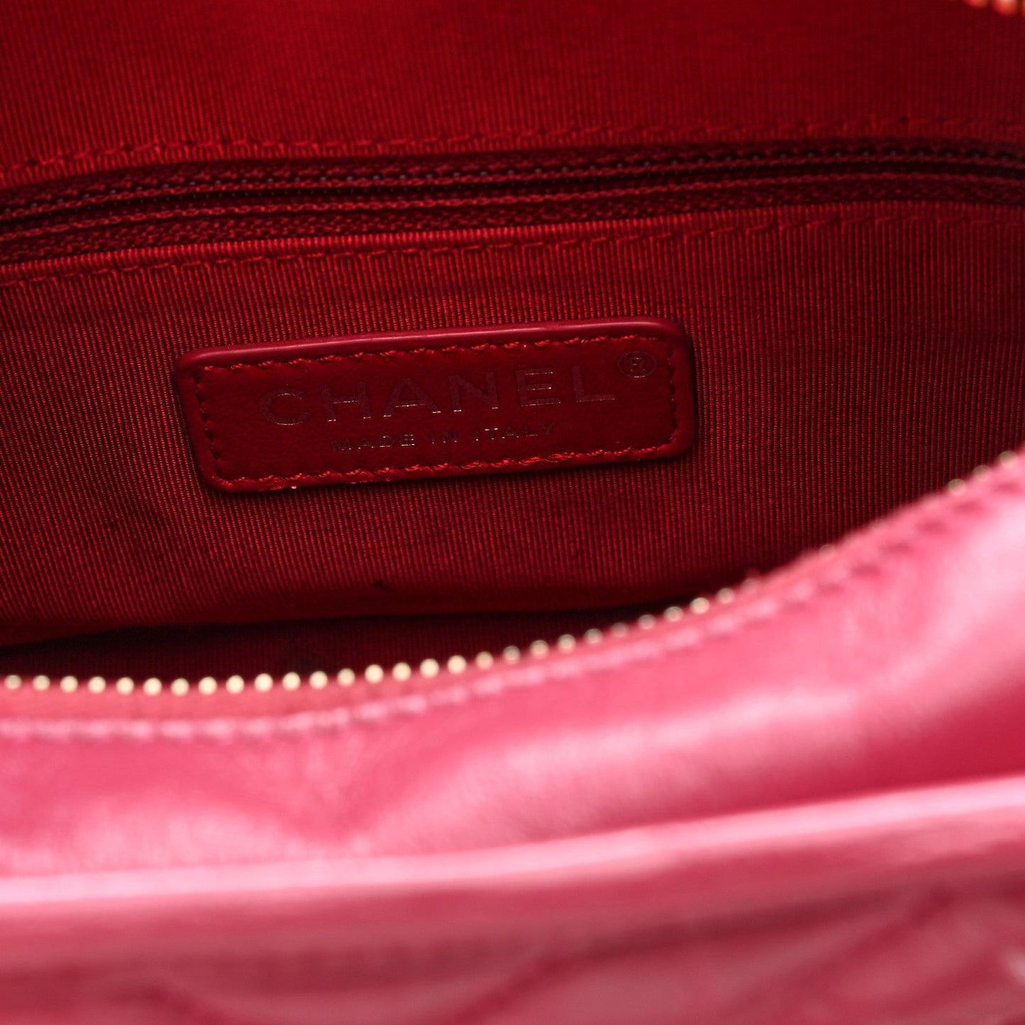 Aged Calfskin Chevron Quilted Small Gabrielle Hobo Dark Pink