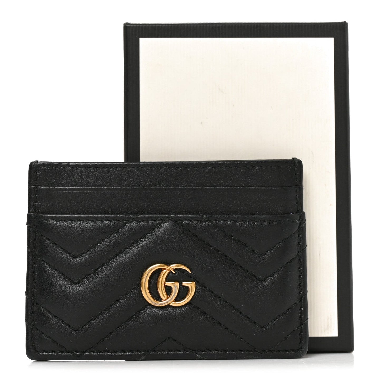 Calfskin Matelasse GG Marmont Card Holder Black