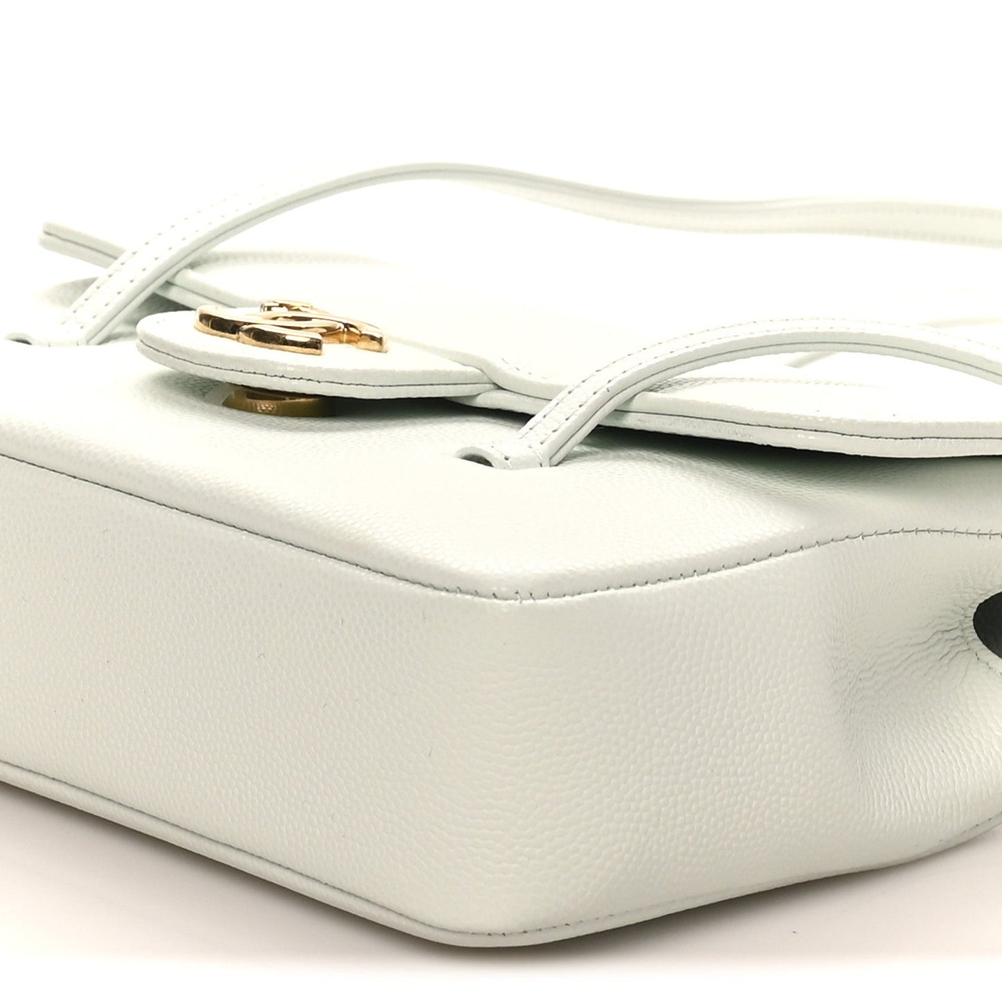 Shiny Caviar Mini Preppy Coco Shoulder Bag Light Blue