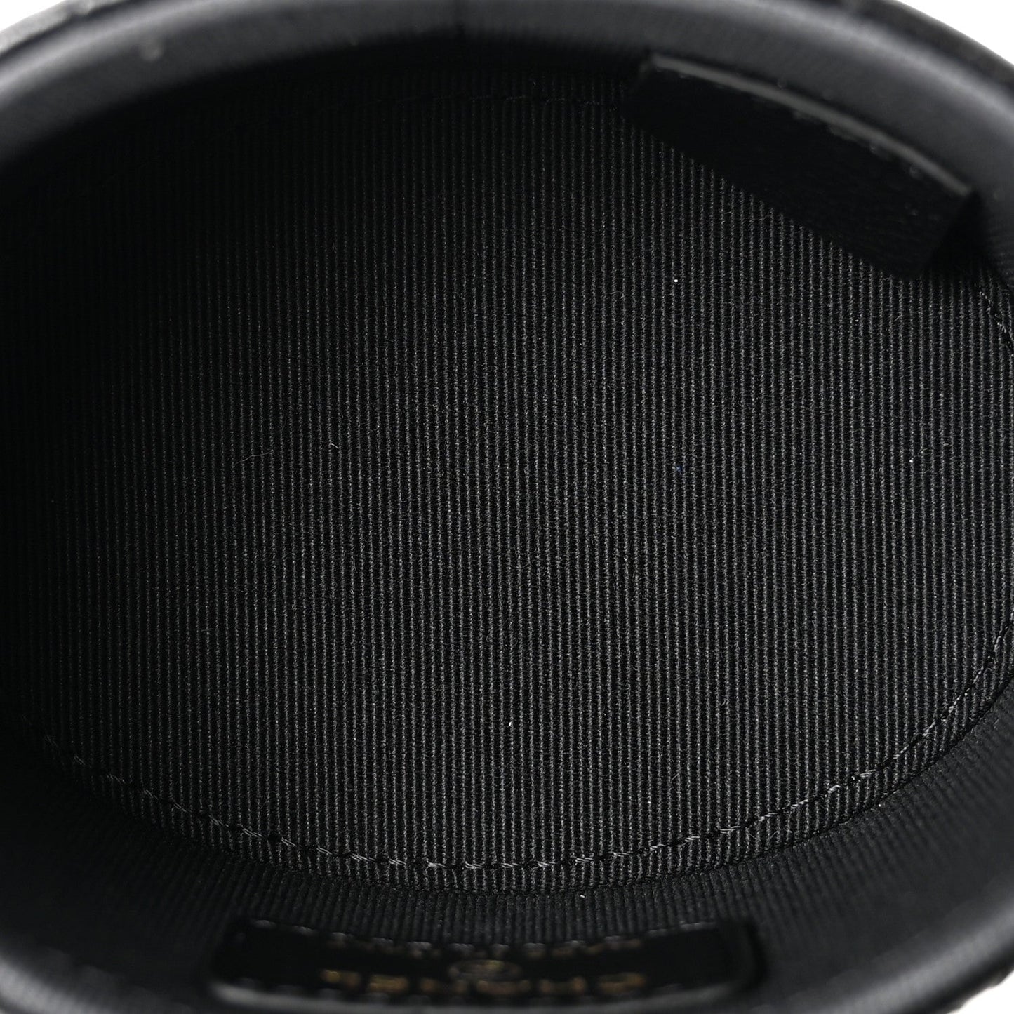 Lambskin Quilted Mini Round Vanity Case With Chain Black