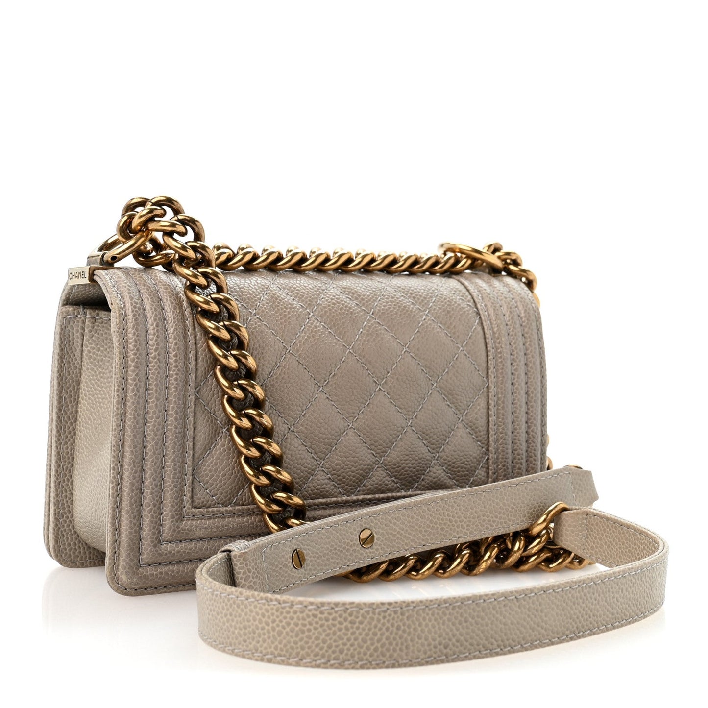Caviar Quilted Small Boy Flap Grey