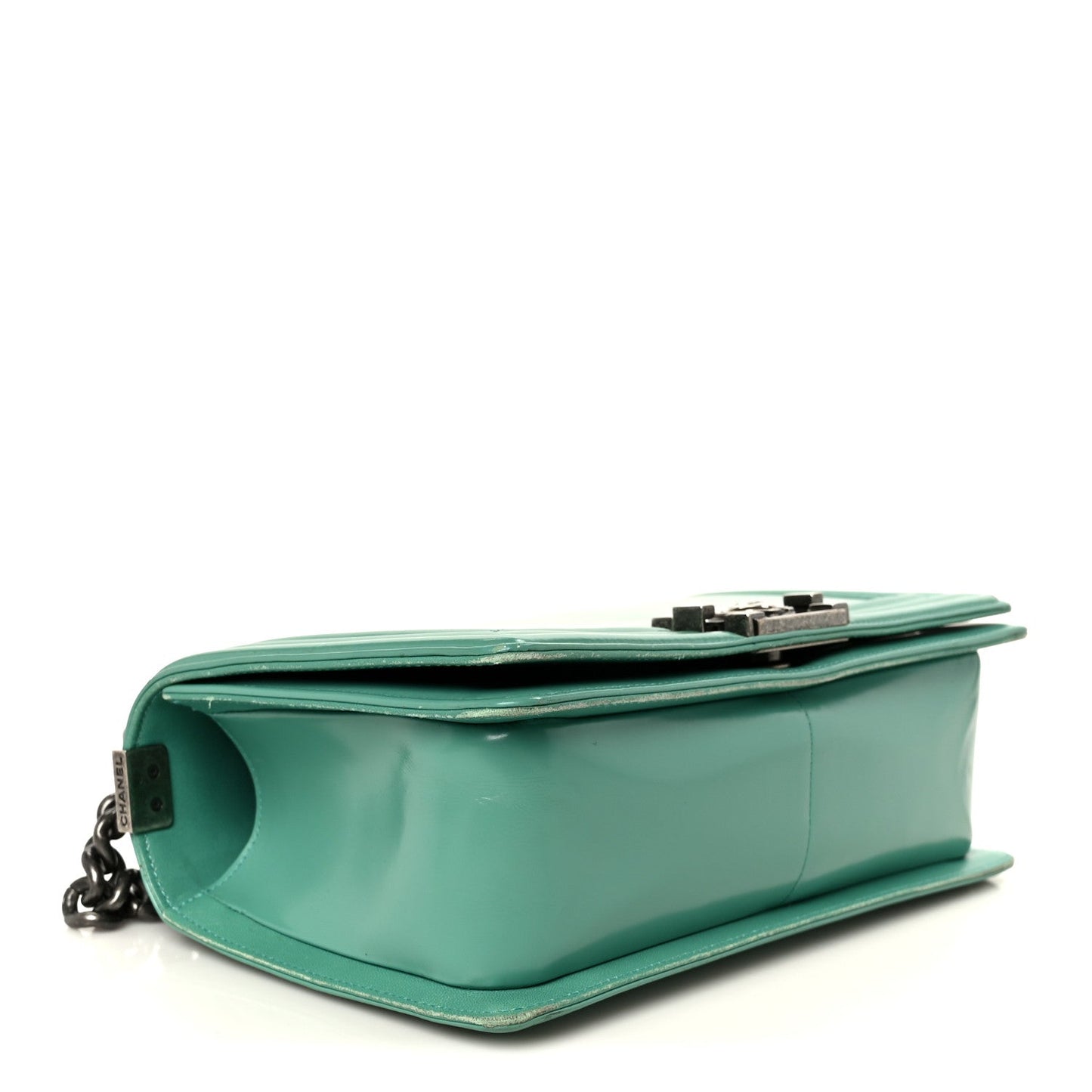 Glazed Calfskin Medium Boy Flap Green