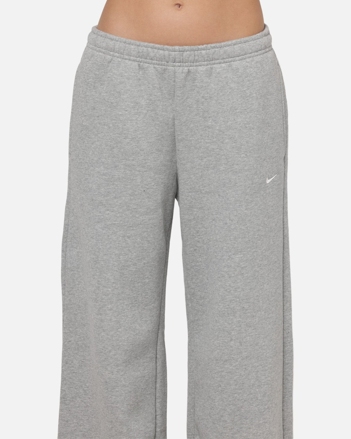 Nike Women's Studio Fleece Medium Weight Mid-Rise Wide-Leg Pants Dark Grey Heather