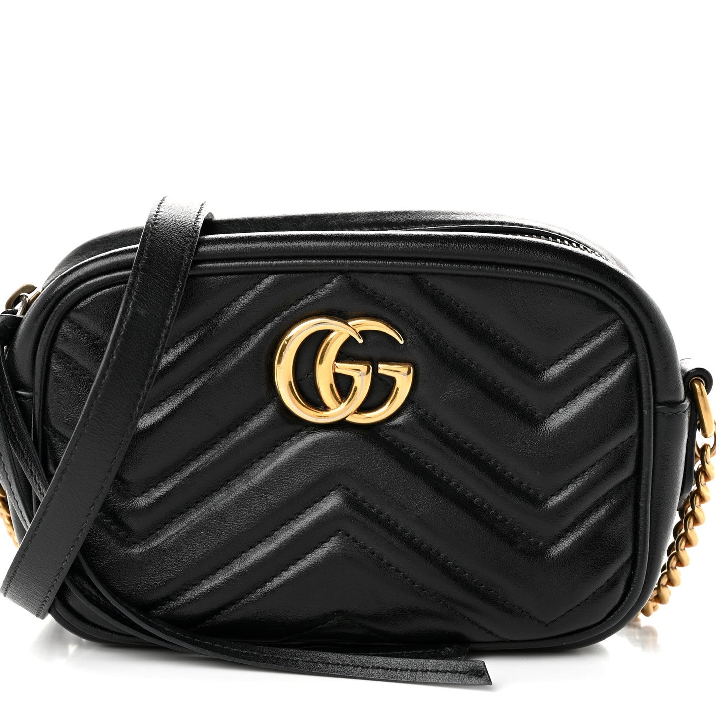 Calfskin Matelasse Mini GG Marmont Chain Shoulder Bag Black