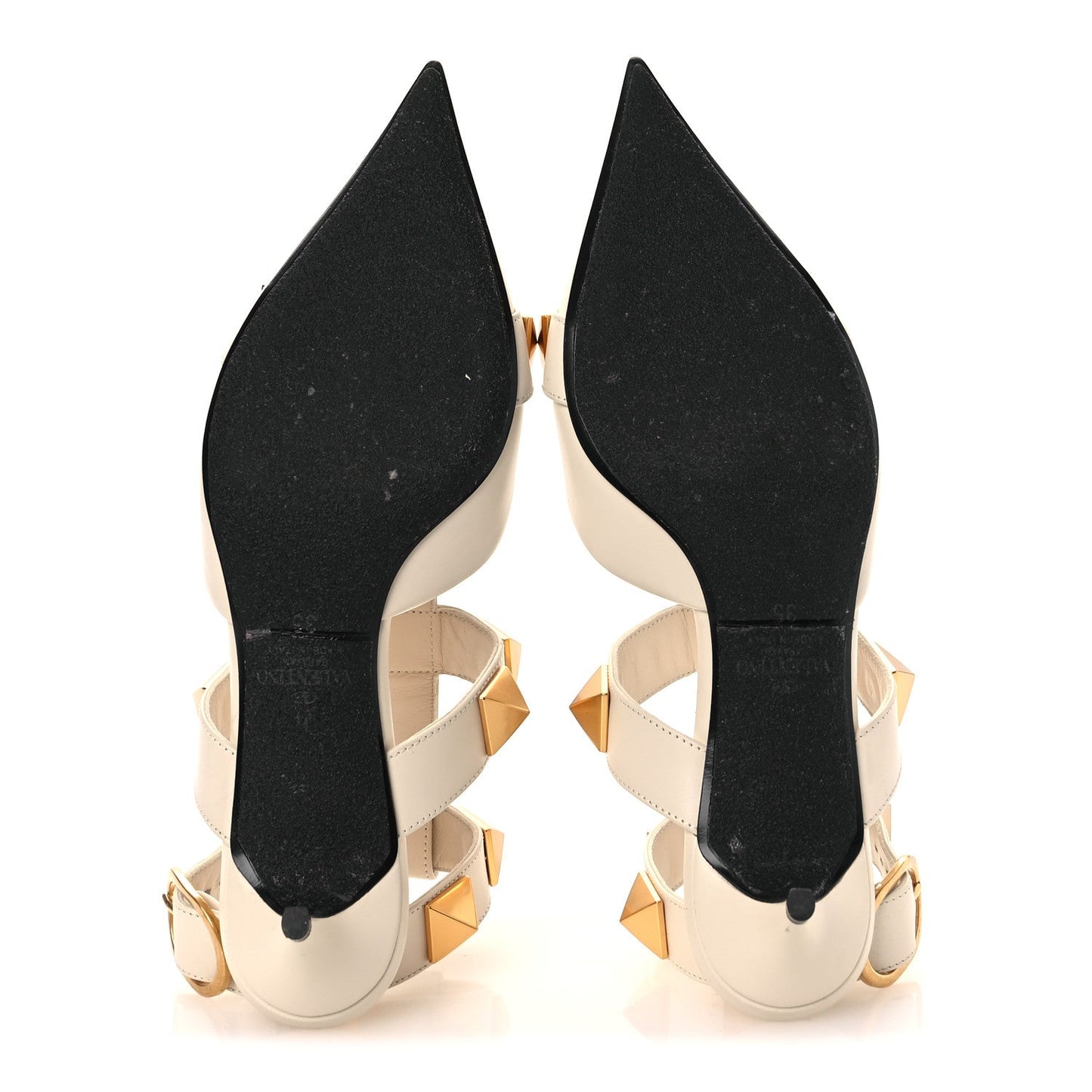 Calfskin Roman Stud Ankle Strap 40mm Pumps 35 White