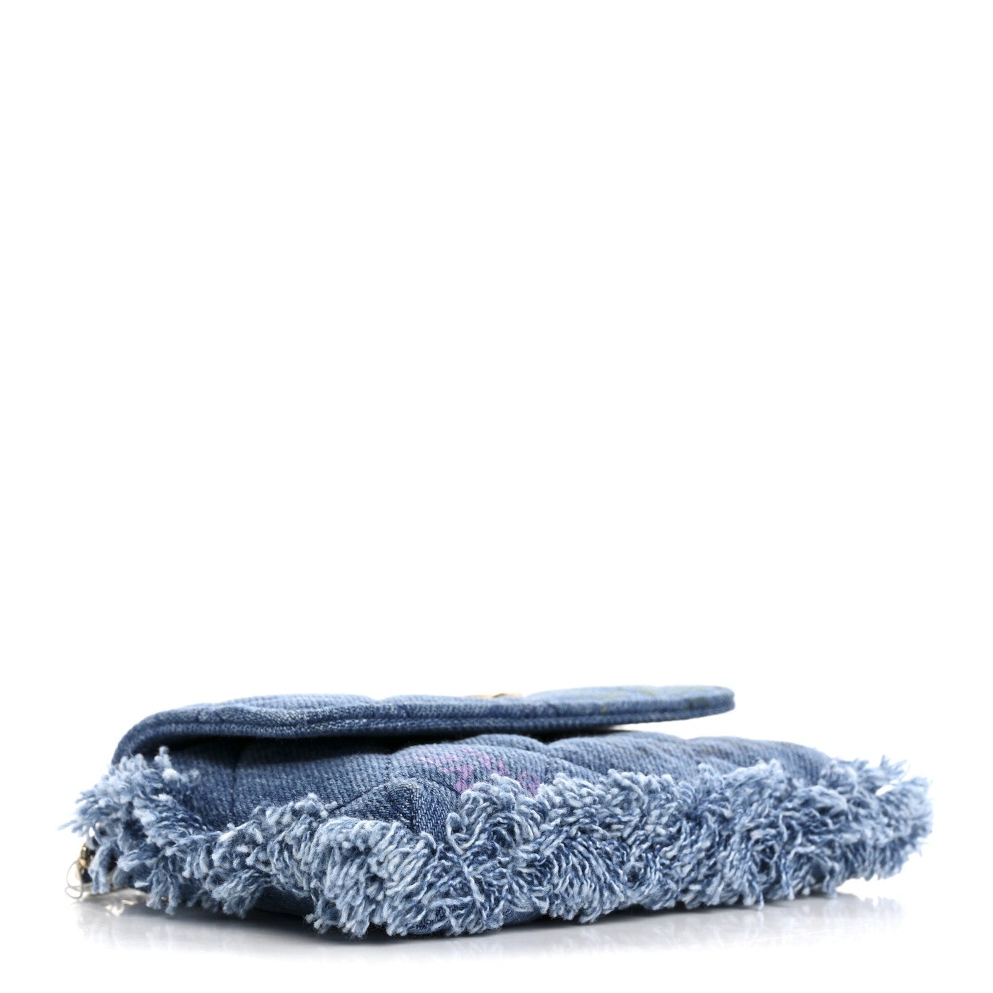 Denim Quilted Denim Mood Clutch With Chain Blue Multicolor