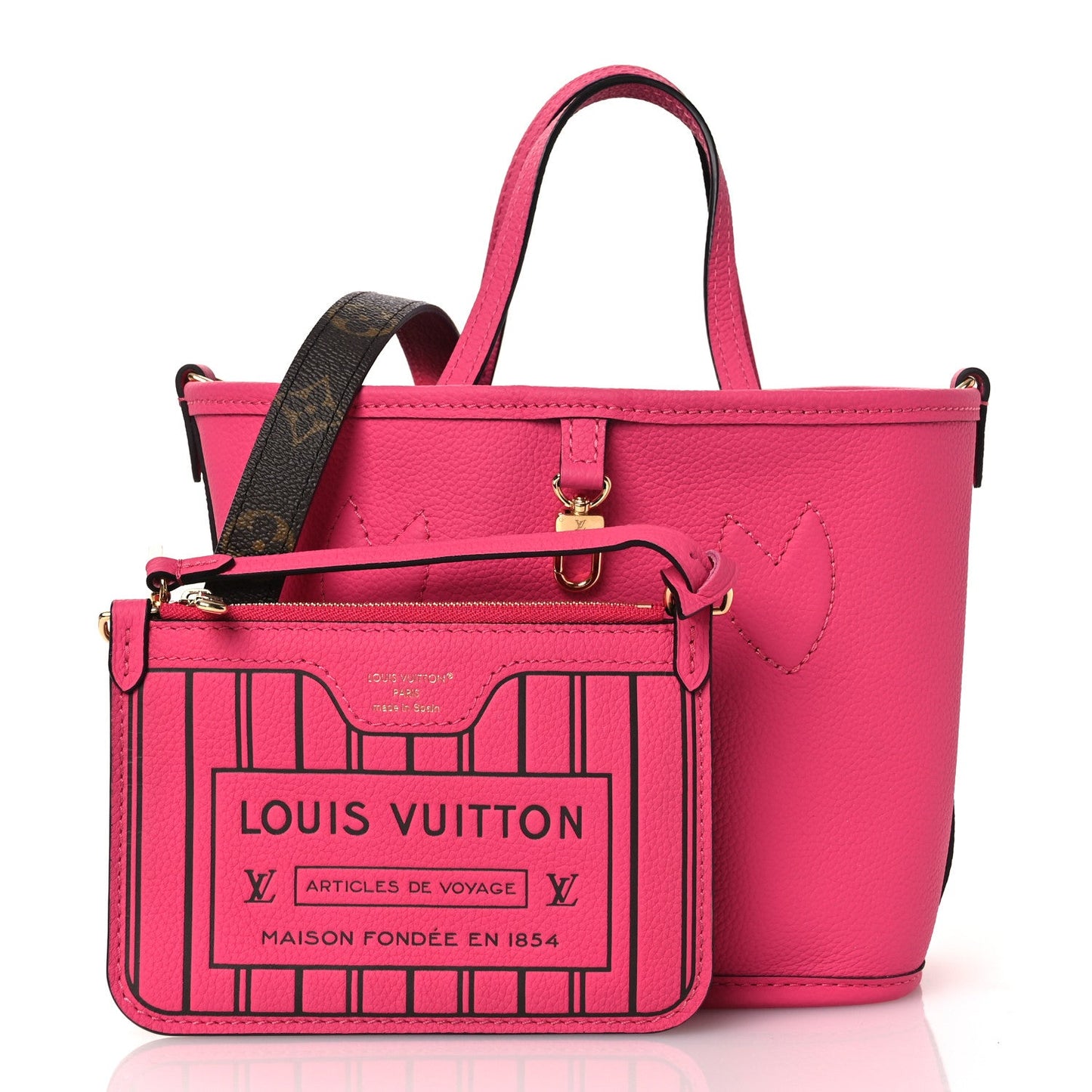 Monogram Neverfull Inside Out Bandouliere BB Rose Pondichery