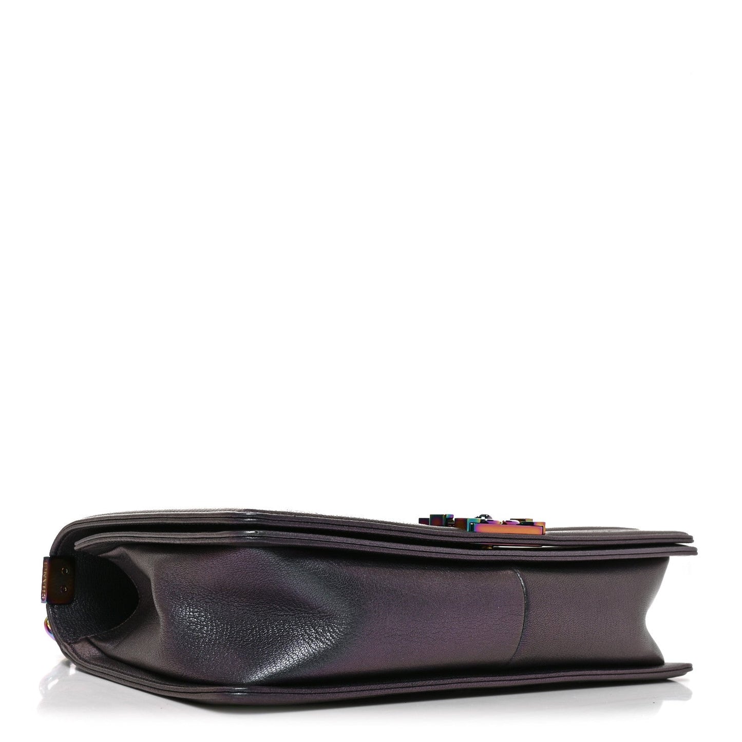 Iridescent Goatskin Quilted New Medium Boy Flap Purple