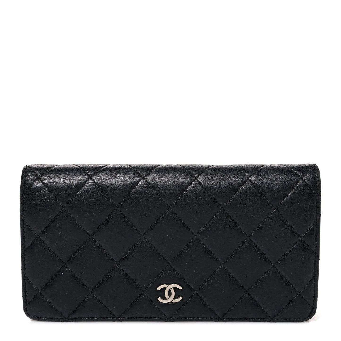 Lambskin Quilted Yen Wallet Black