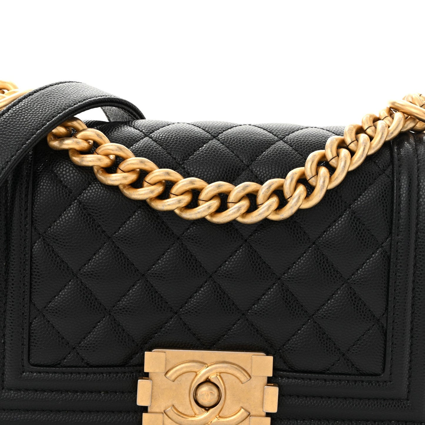 Caviar Quilted Small Boy Flap Black