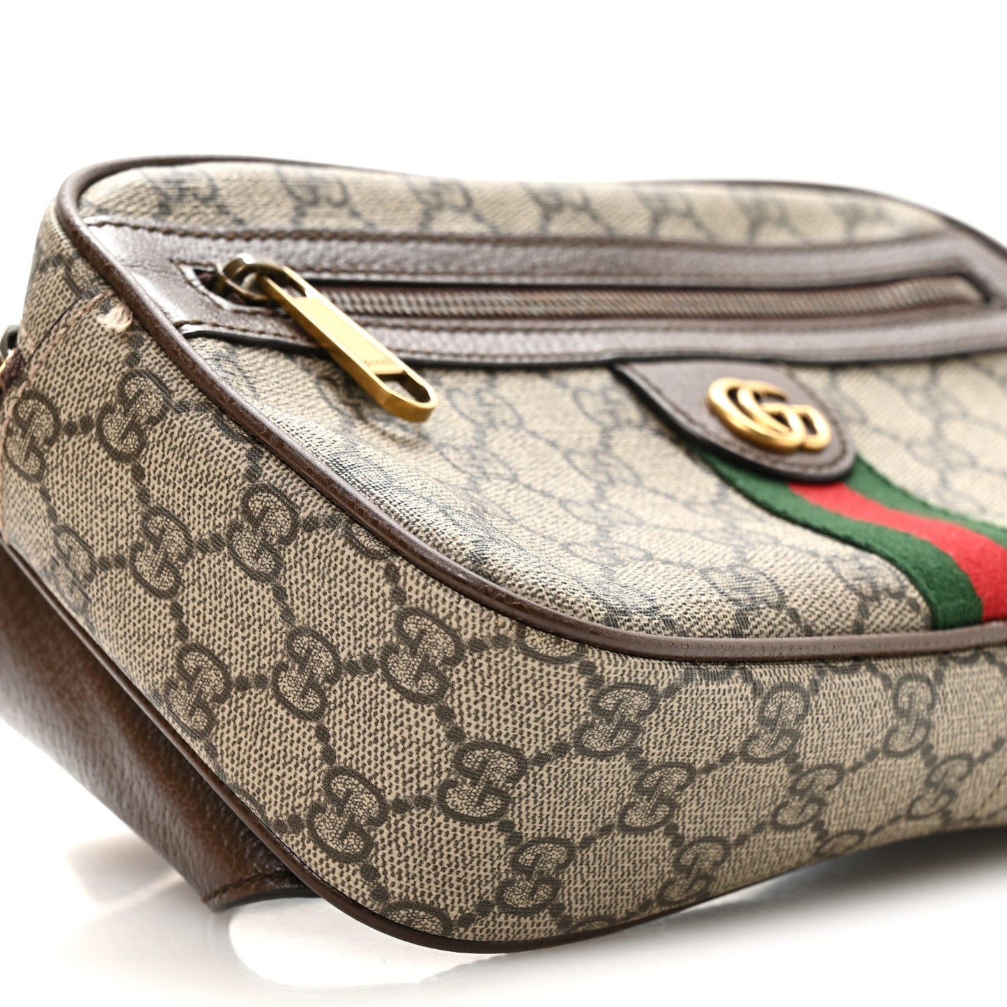 Soft GG Supreme Monogram Medium Ophidia Belt Bag Dark Brown