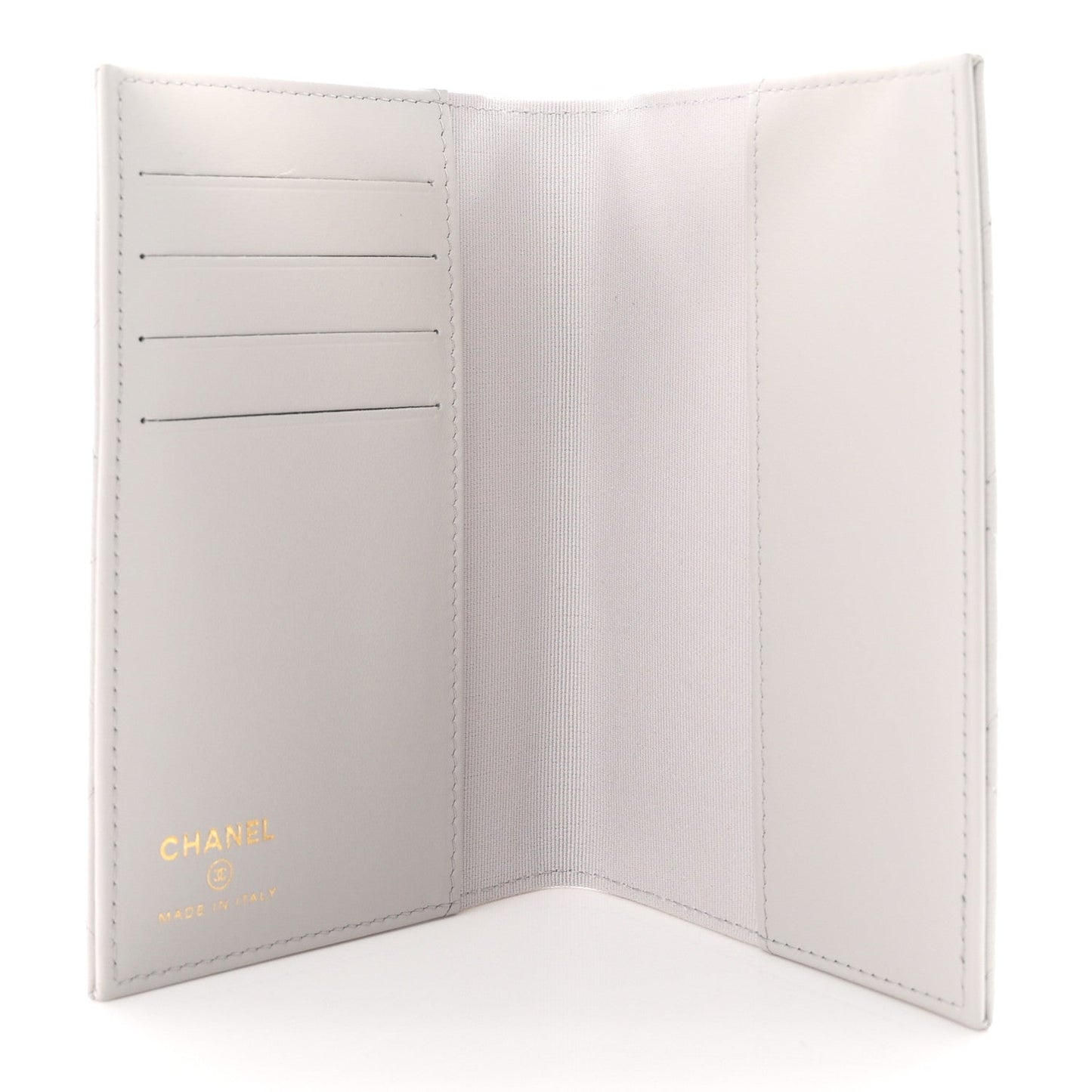 Caviar Quilted CC Passport Holder Grey