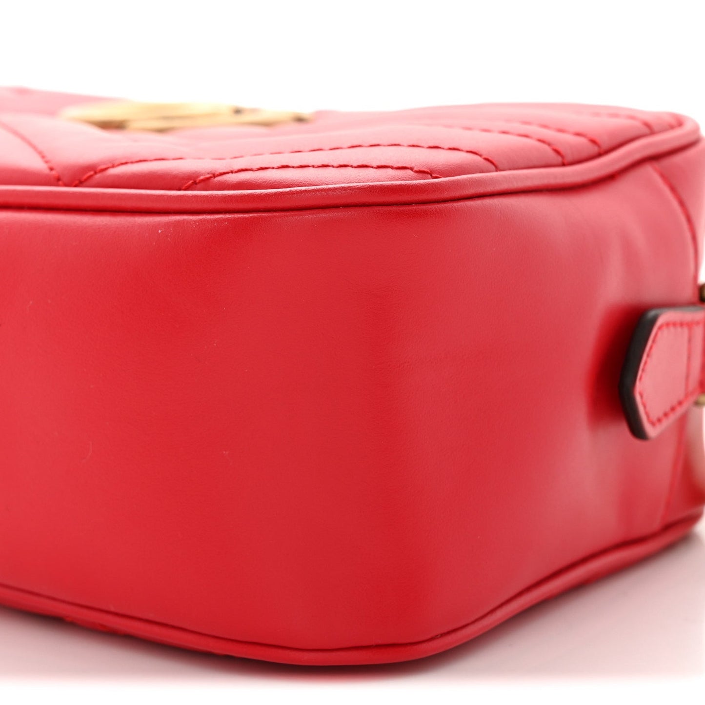 Calfskin Matelasse Small GG Marmont Chain Shoulder Bag Hibiscus Red