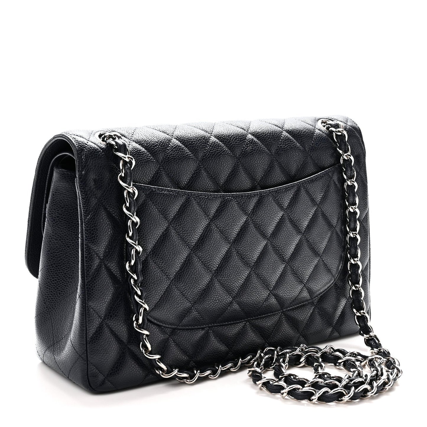 Caviar Quilted Jumbo Double Flap Navy Blue Navy Blue