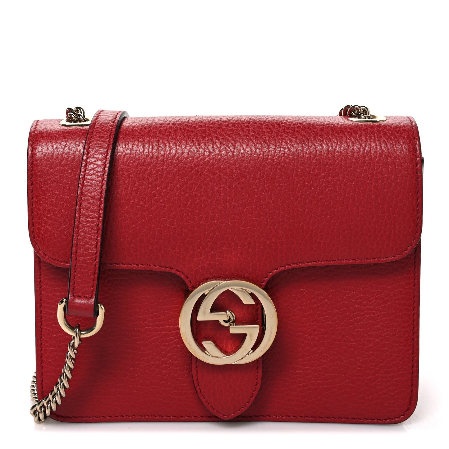 Dollar Calfskin Small Interlocking G Shoulder Bag Red