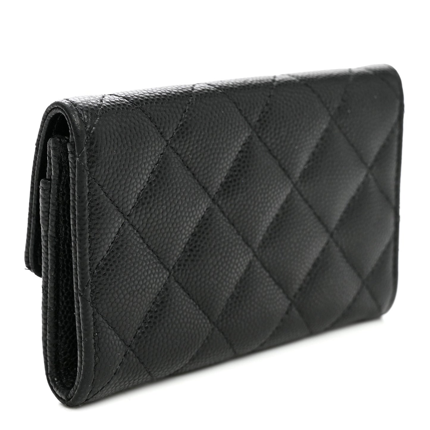 Caviar Quilted Textured CC Flap Card Holder Black