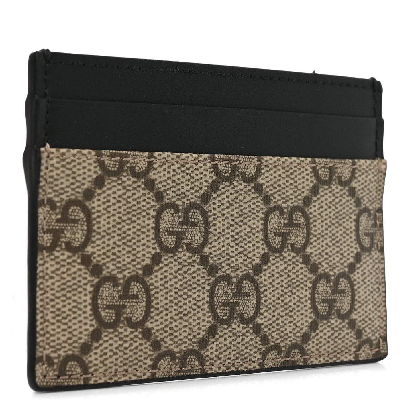 GG Supreme Monogram Calfskin Card Holder Beige Black