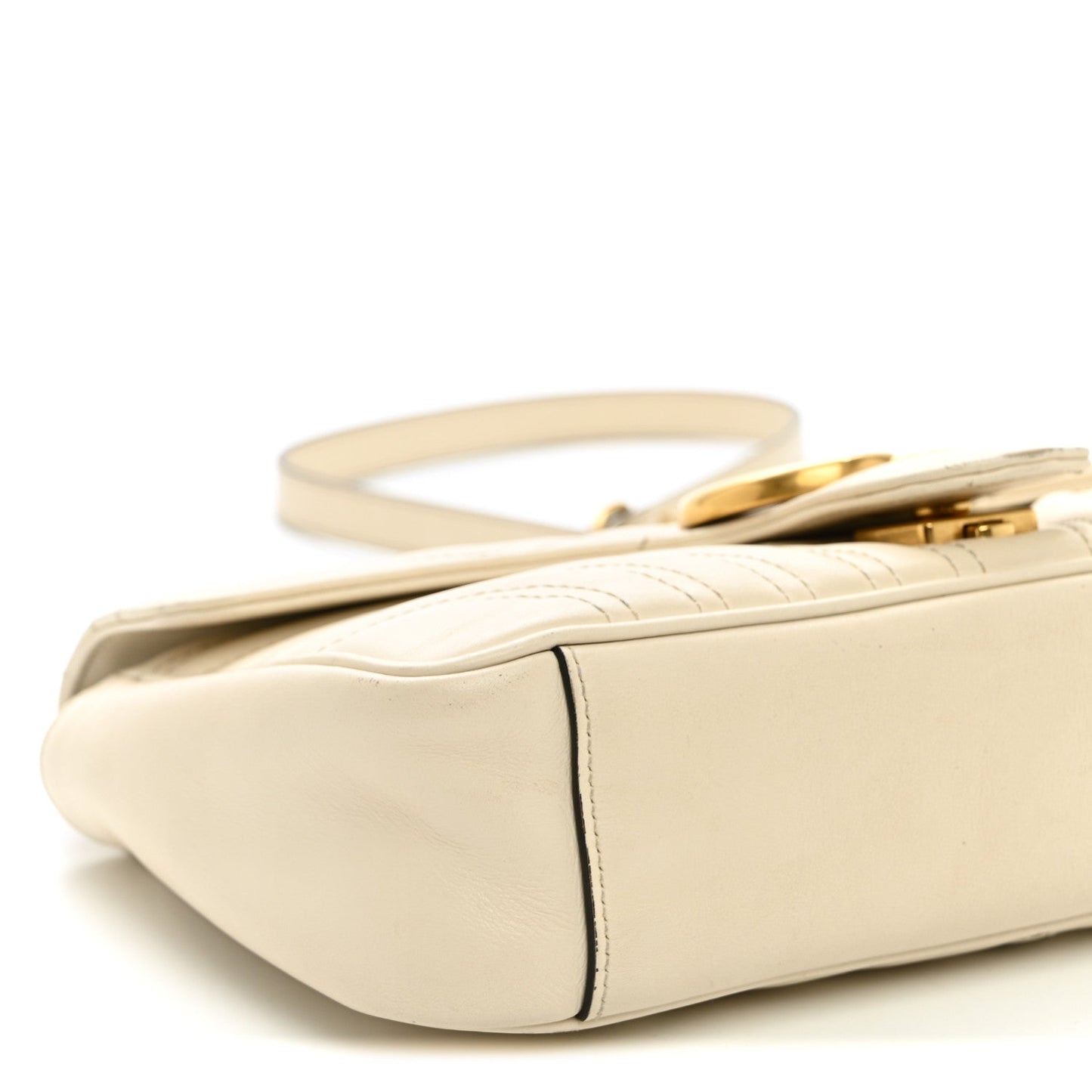 Calfskin Matelasse Small GG Marmont Shoulder Bag White
