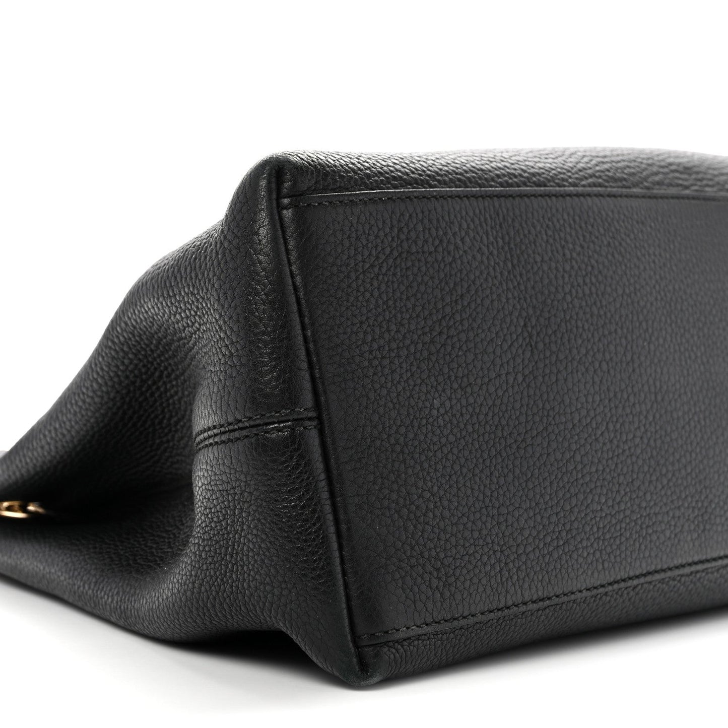 Pebbled Calfskin Medium Soho Chain Shoulder Bag Black