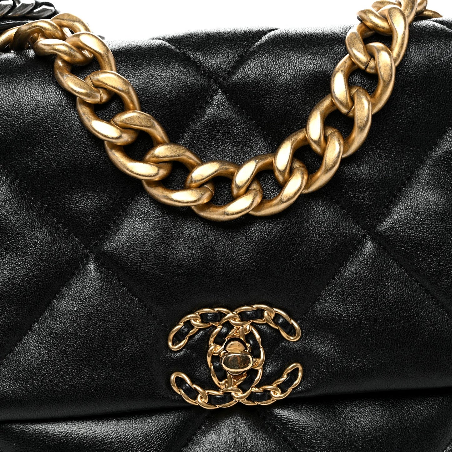 Lambskin Quilted Large Chanel 19 Flap Black