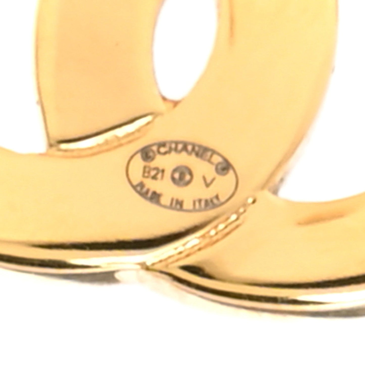 Metal CC Paris Button Stud Earrings Gold