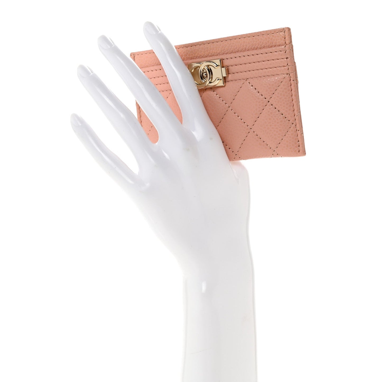 Caviar Quilted Boy Card Holder Light Pink