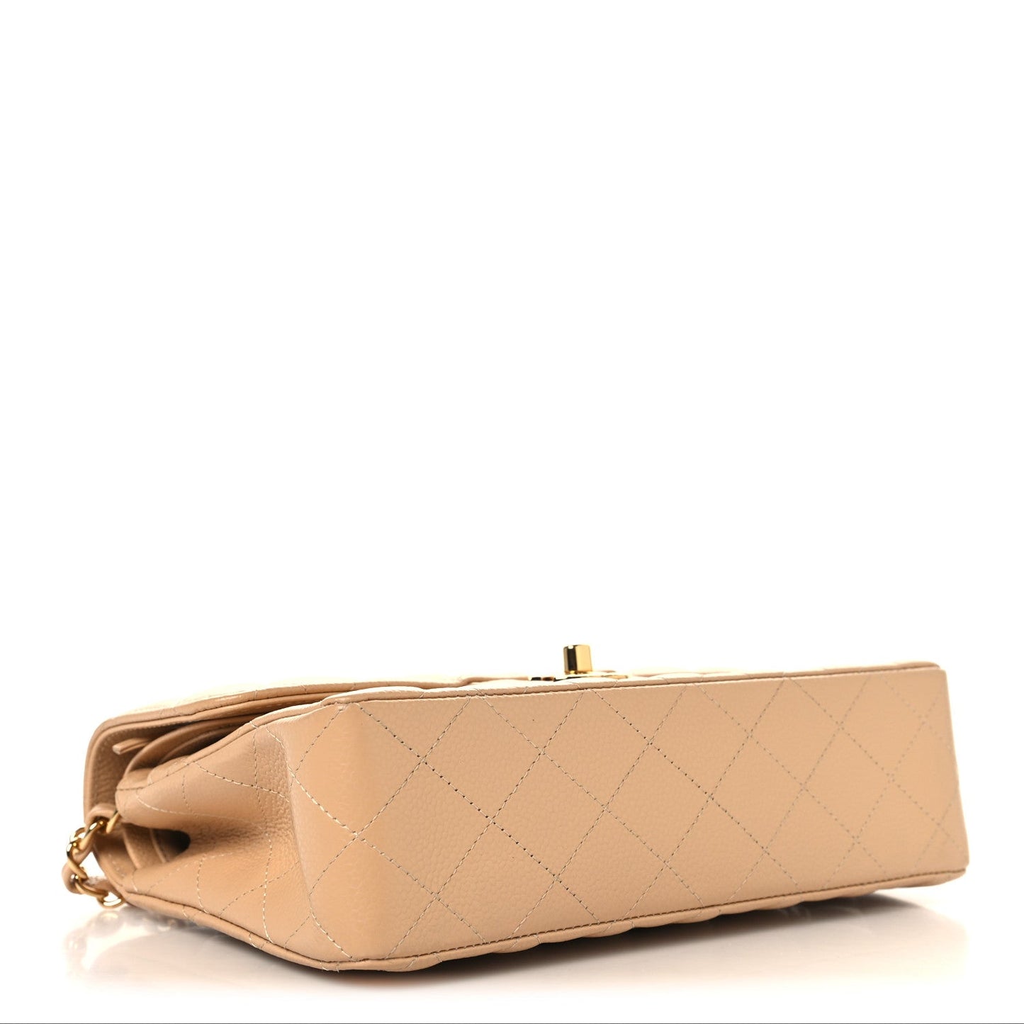 Caviar Quilted Small Double Flap Beige
