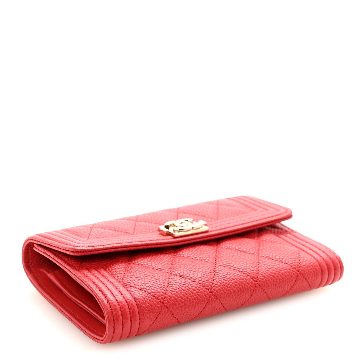 Caviar Quilted Medium Boy Flap Wallet Red