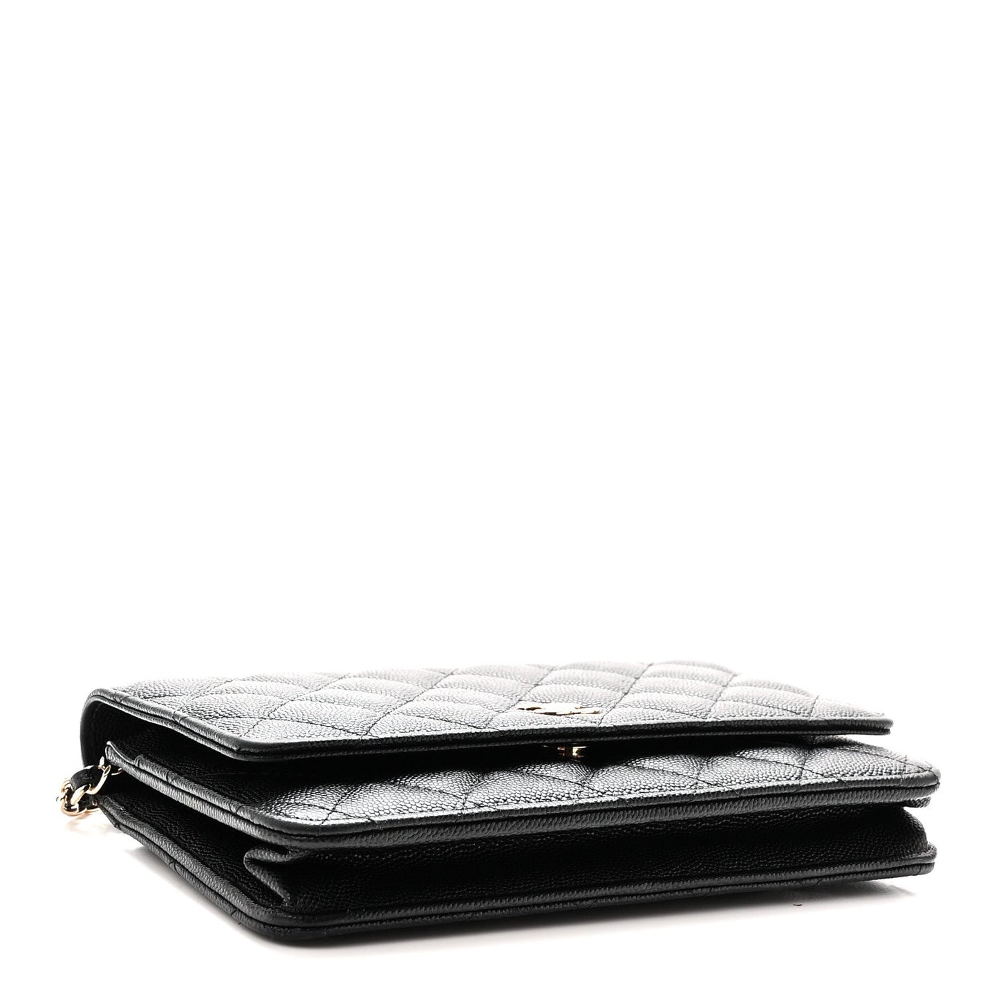 Caviar Quilted Wallet With Charms On Chain WOC Black