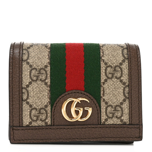 GG Supreme Monogram Web Ophidia Card Case Beige New Acero