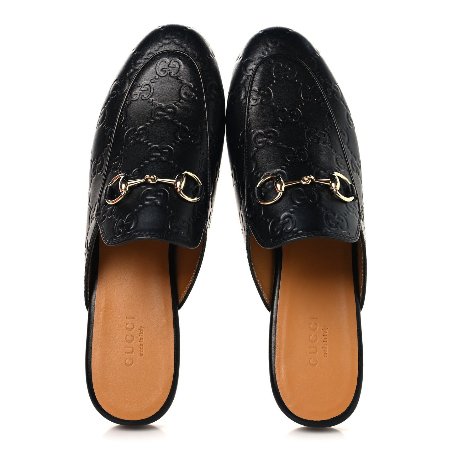 Glamour Calfskin Guccissima Womens Princetown Slippers 37.5 Black
