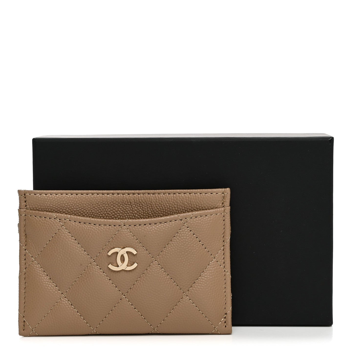 Caviar Quilted Card Holder Brown