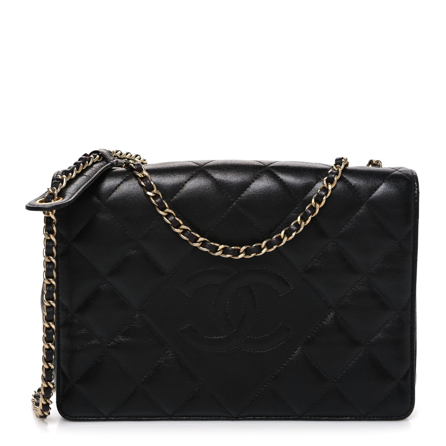 Lambskin Quilted Medium Diamond CC Flap Black