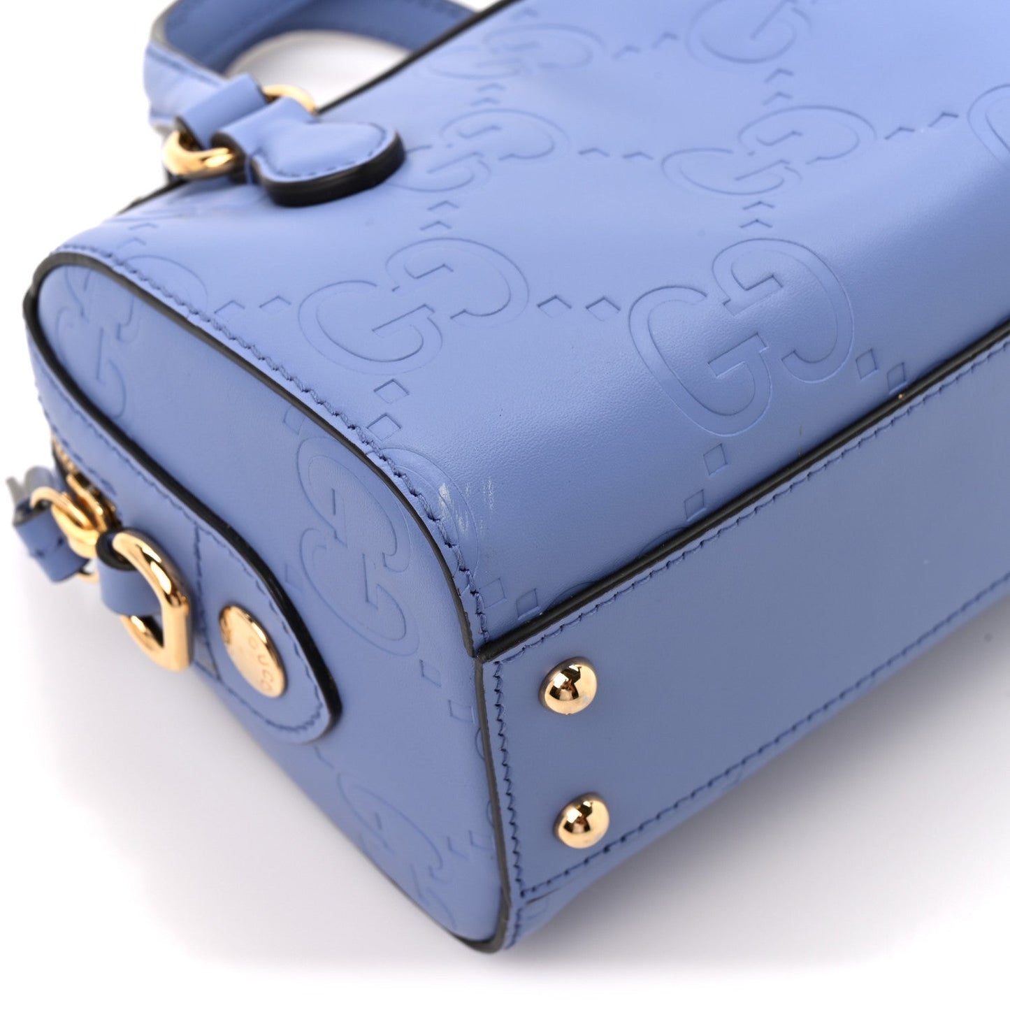 Gilbert Calfskin Jumbo GG Embossed Super Mini Top Handle Bowler Bag Bloom Lavender