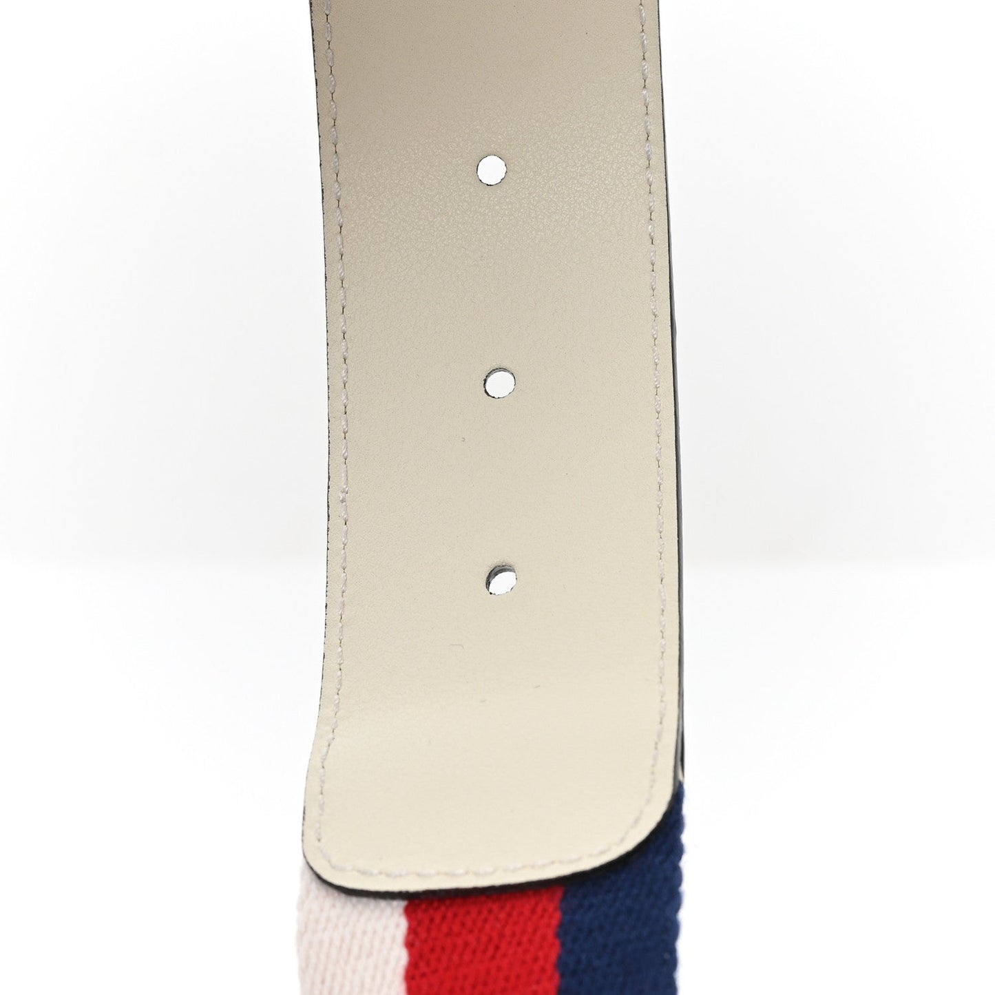Nylon Calfskin Sylvie Web Double G 40mm Belt 95 38 Mystic White Hibiscus Red Maritime