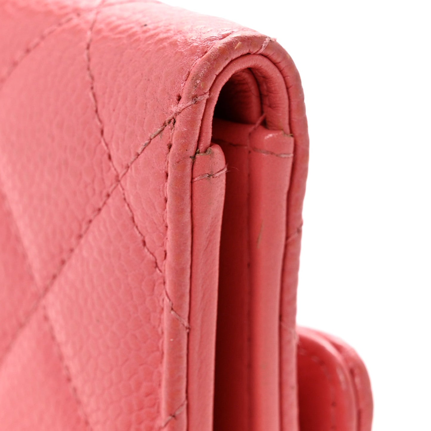 Metallic Caviar Quilted Medium Flap Wallet Pink