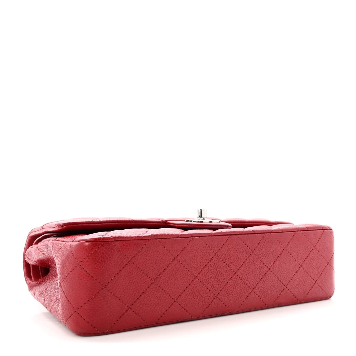 Caviar Quilted Medium Double Flap Red