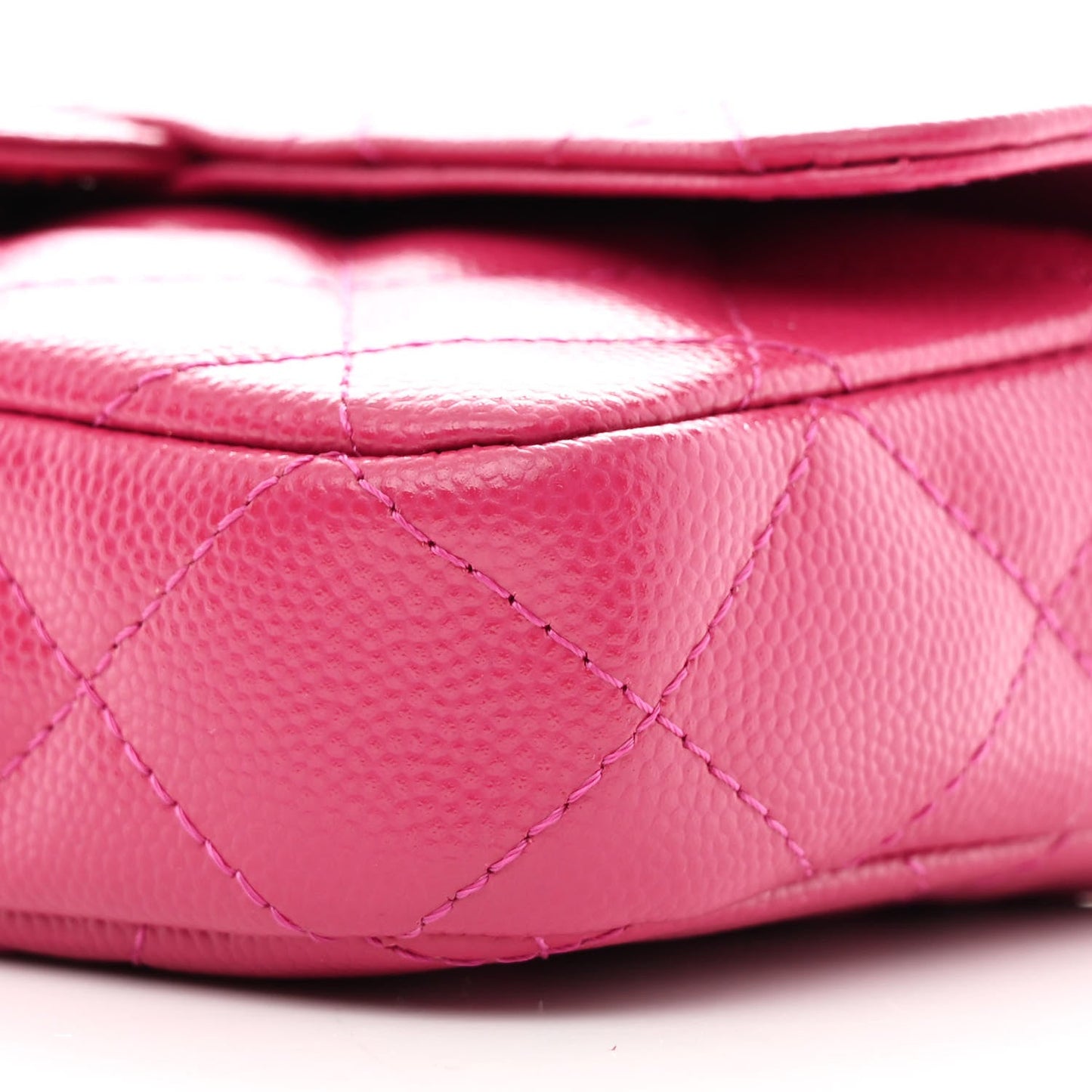 Caviar Quilted Flap Phone Holder With Chain Pink