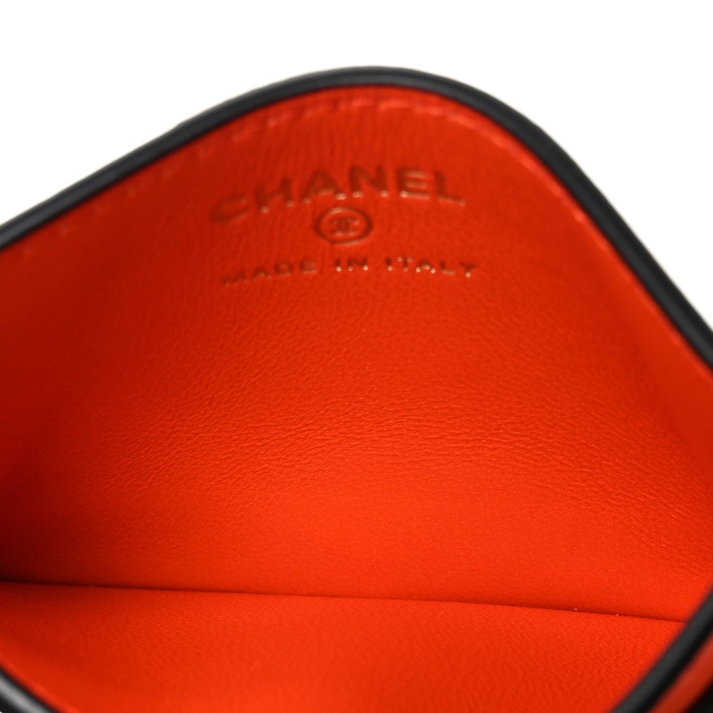 Lambskin Coco Beach Card Holder Orange White Black