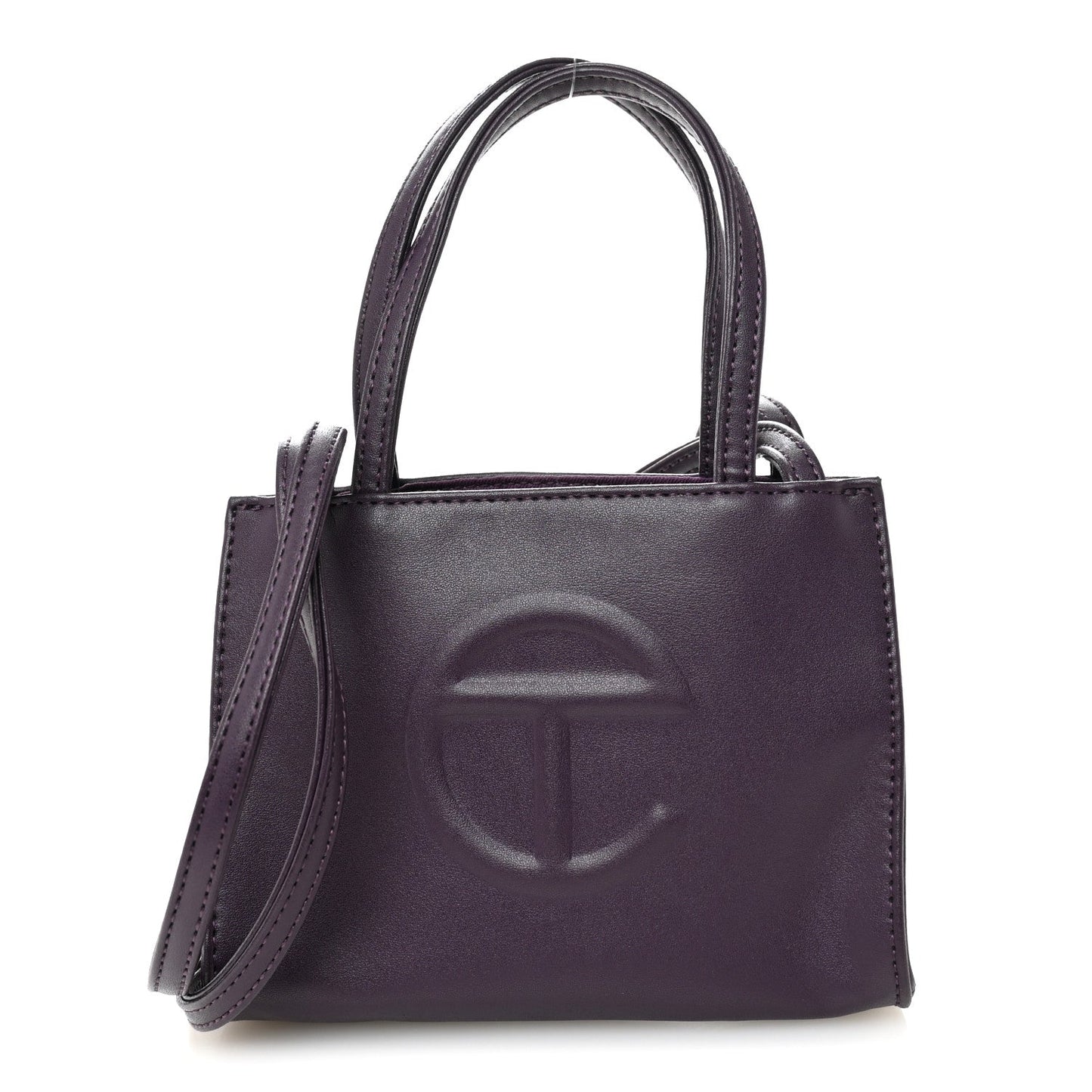 Vegan Leather Small Shopping Bag Eggplant