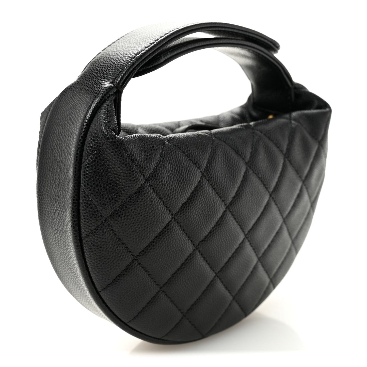 Caviar Quilted Polly Pocket Pouch Hobo Black