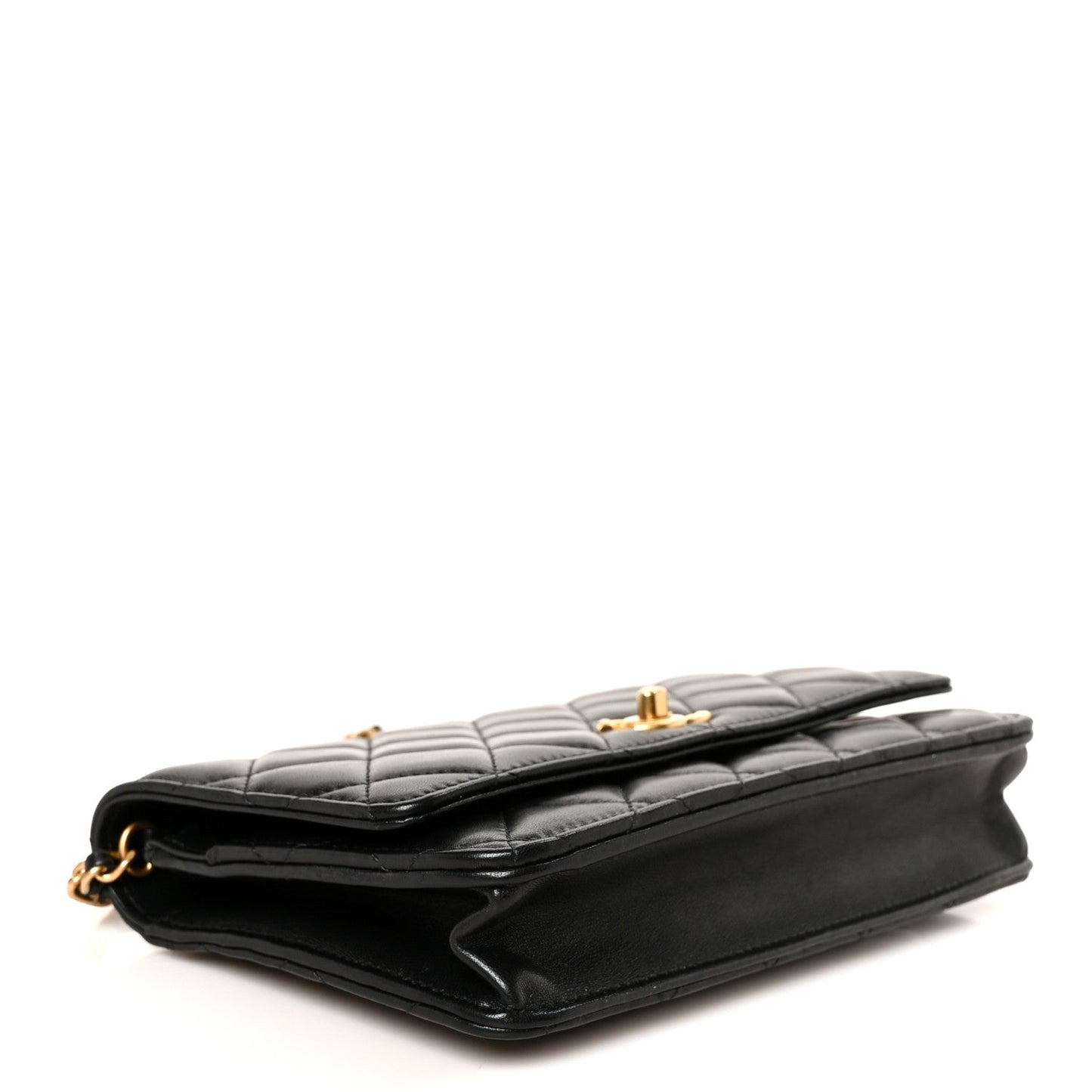 Lambskin Quilted CC Pearl Crush Wallet on Chain WOC Black