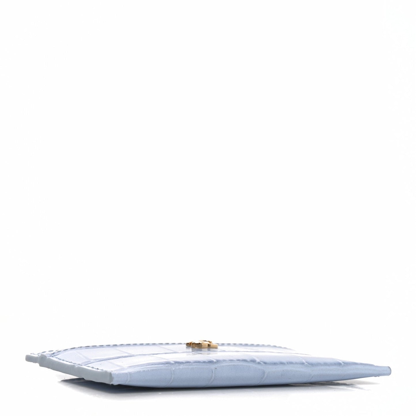 Calfskin Crocodile Embossed Crococo Card Holder Light Blue