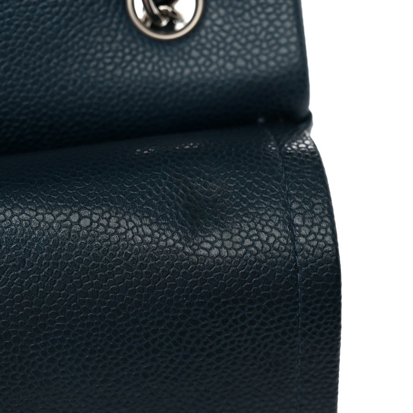 Metallic Caviar Quilted Jumbo Double Flap Dark Blue