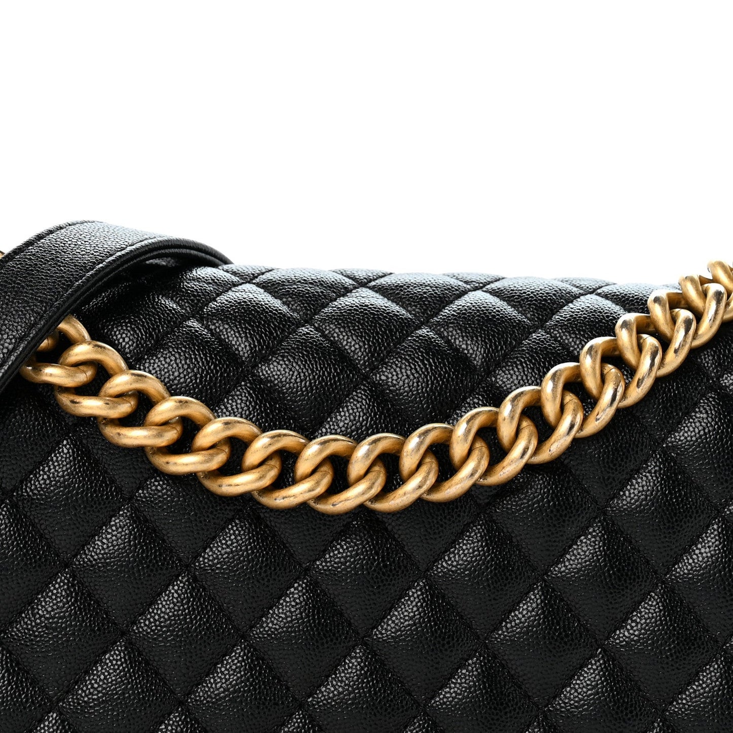 Caviar Quilted Medium Chain Around Boy Flap Black