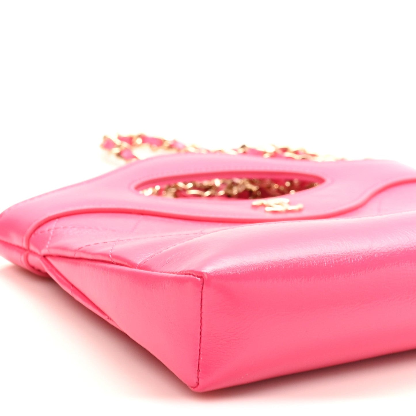 Shiny Crumpled Calfskin Quilted Nano 31 Shopping Bag Pink